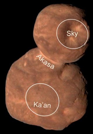 The three prominent features on the Kuiper Belt object Arrokoth — explored by NASA's New Horizons spacecraft in January 2019 — now have official names.