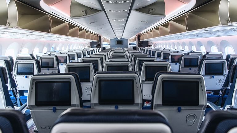airplane seats in economy class depicted for a feature on Tips for long flights