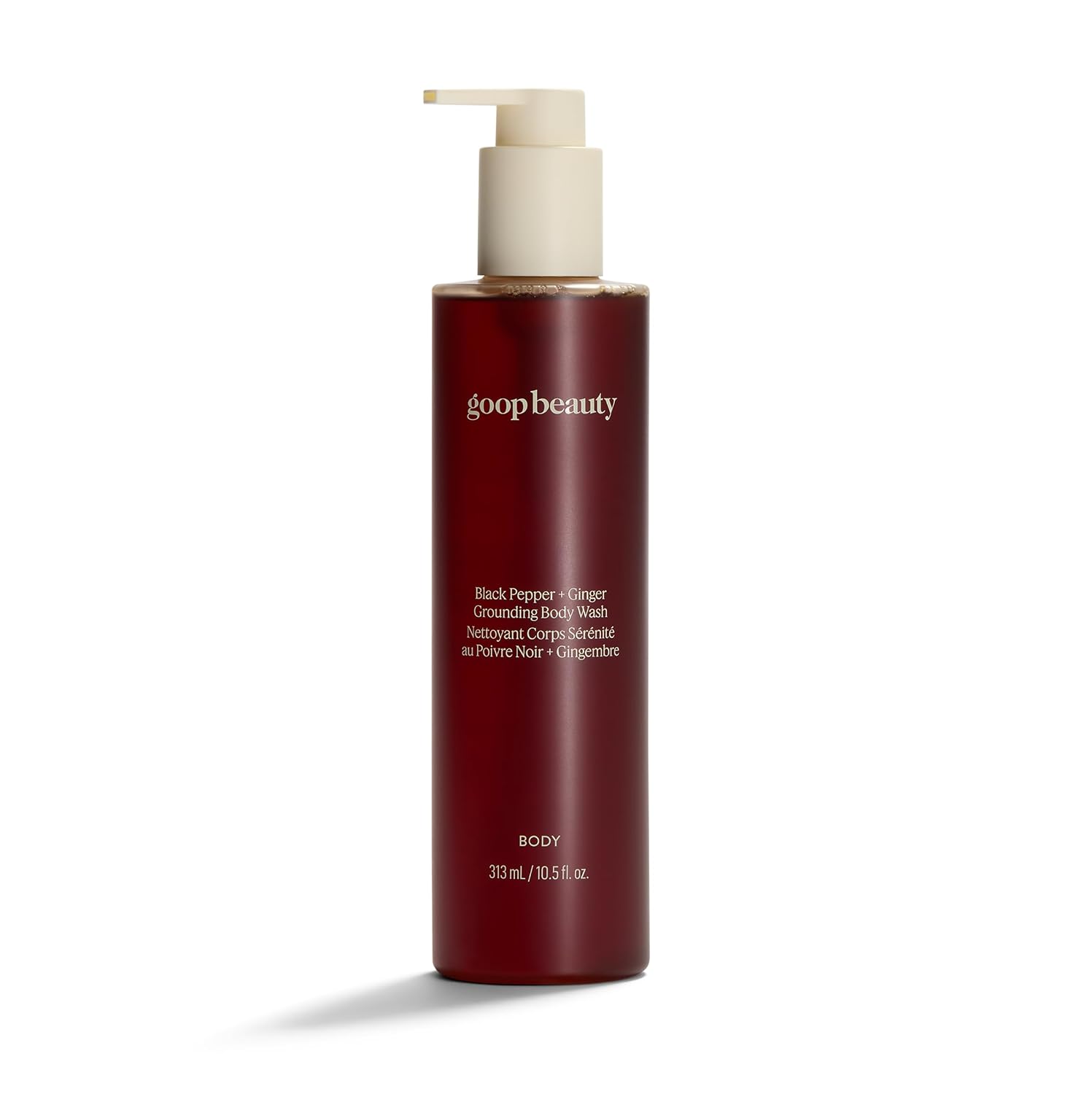 goop, Goop Beauty Black Pepper + Ginger Grounding Body Wash | Hydrating Gel Cleanser | Aloe Vera, Green Tea Extract &amp;amp; Plant-Based Surfactants | Sandalwood &amp;amp; Citrus Scent | 10.5 Fl Oz