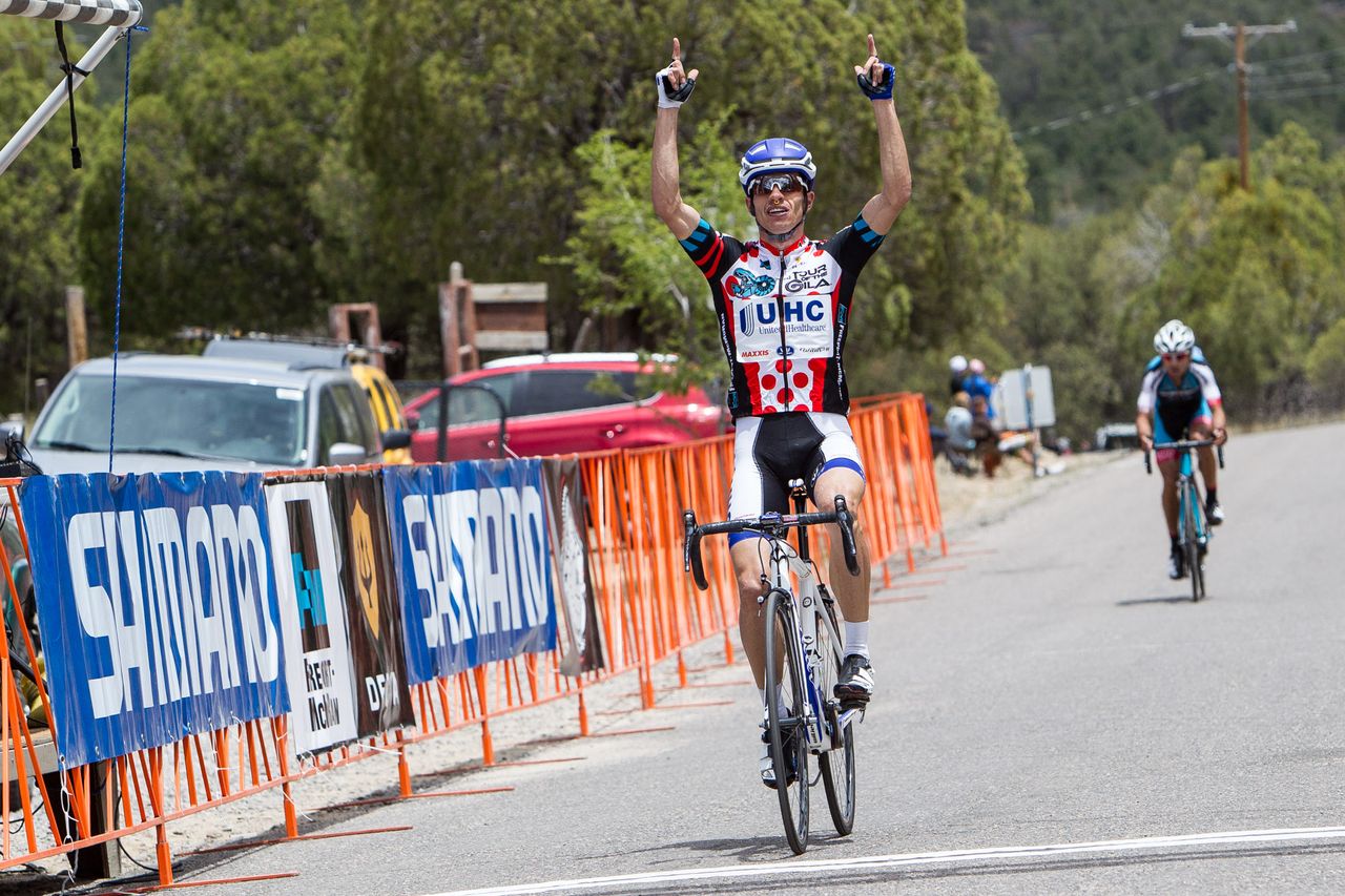 Daniel Jaramillo (UnitedHealthcare) celebrates winning stage 5