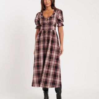 Nobody's Child Red Check Flossie Midi Dress