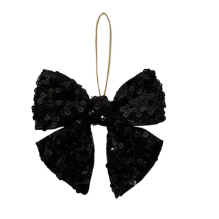 Sequin Bow Christmas Tree Decoration Black