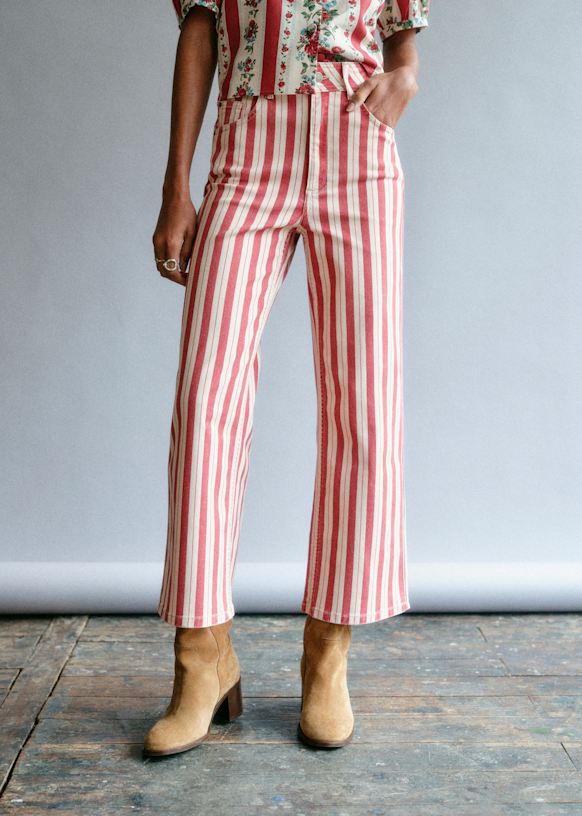 Le Crop - Cream and Terracotta Stripes - Organic Cotton - Organic Textile - Sézane