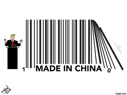 Political cartoon U.S. Trump China trade war