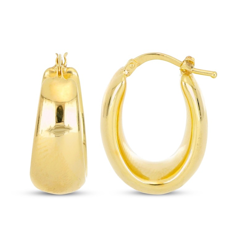 kay, Hollow Oval Puffed Hoop Earrings 14K Yellow Gold