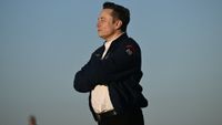 Elon Musk profile shot with a clear sky in the background