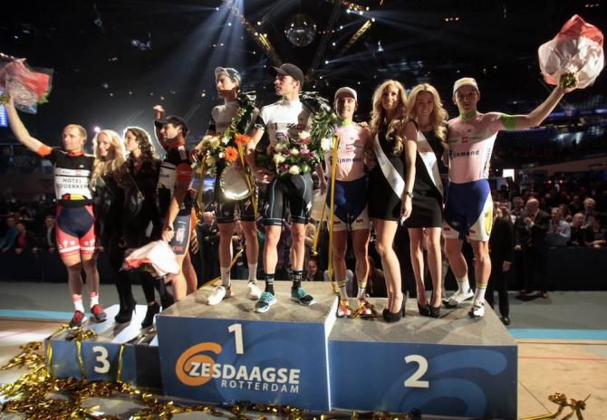 Final podium at the 2014 Rotterdam Six (L-R): Michael M&oslash;rk&oslash;v / Alex Rasmussen, 3rd; Niki Terpstra / Iljo Keisse, 1st; Kenny De Ketele / Jasper De Buyst, 2nd