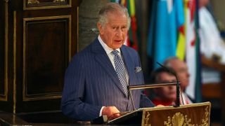 King Charles III delivers his Commonwealth Day message as he attends the annual Commonwealth Day Service at Westminster Abbey on March 13, 2023