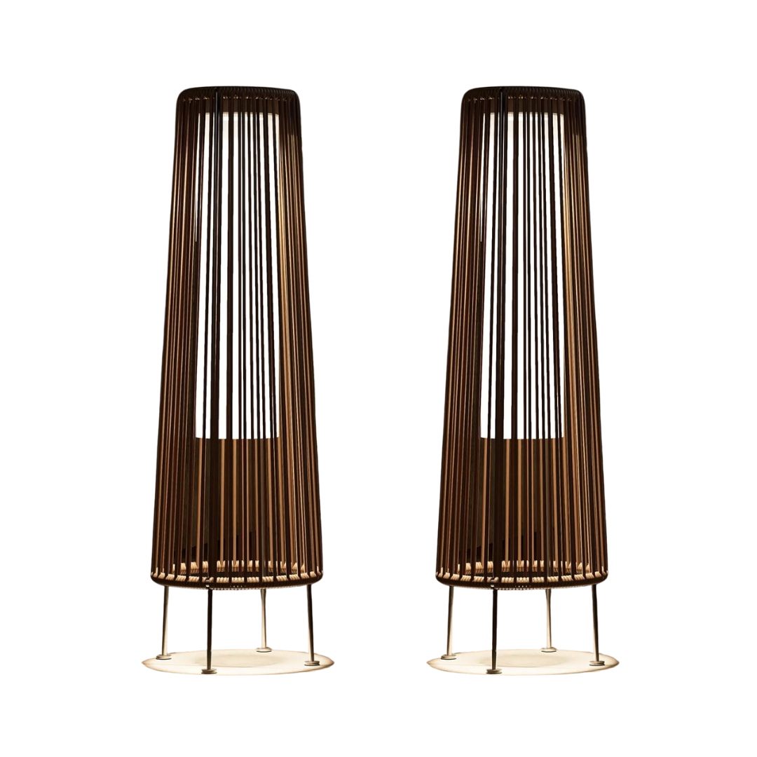 2-Pack Outdoor Floor Solar Light, All-Weather Wicker Patio Lamp, Outdoor/indoors Lamp, Dark Brown