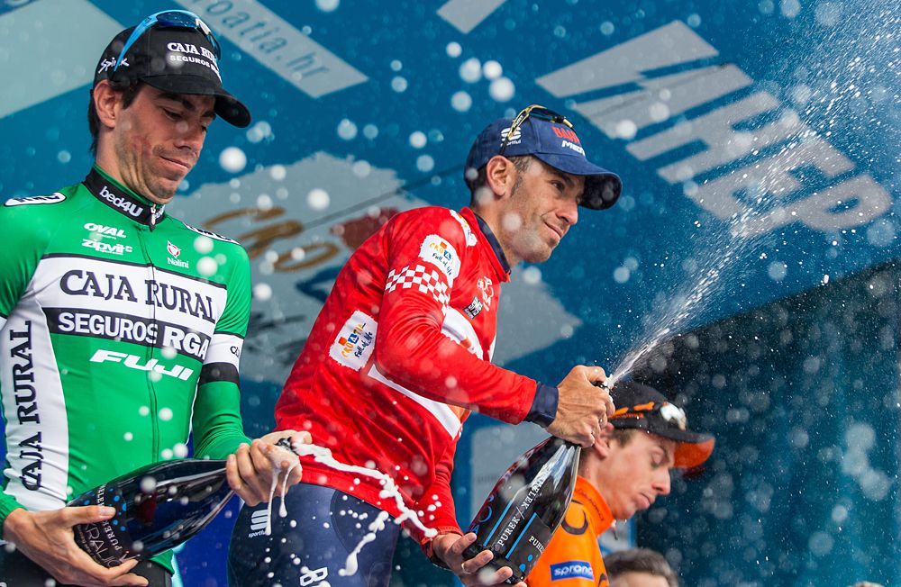 Jan Hirt, Vincenzo Nibali and Jaime Roson on the podium in Tour of Croatia