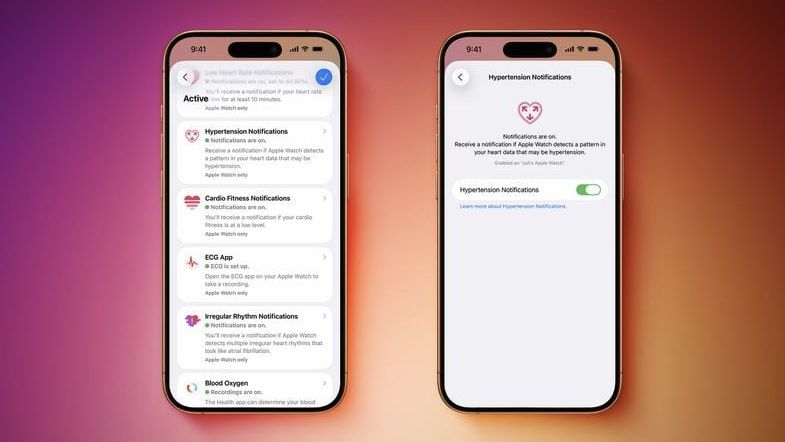 A hypertension feature in an iOS 26.2 beta