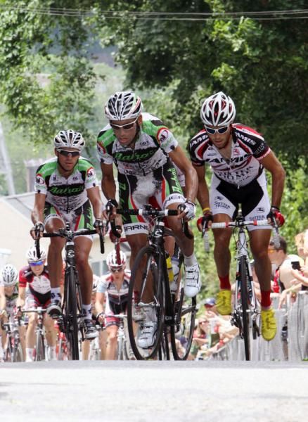 Cesar Grajales (Bahati Foundation) attacks half way to Manayunk to claim the overall King of the mountains.