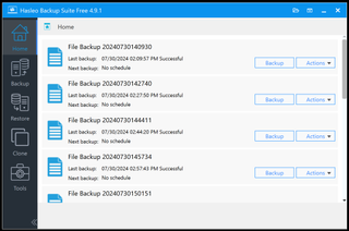 Our tester's successful job queue in Hasleo Backup Suite.