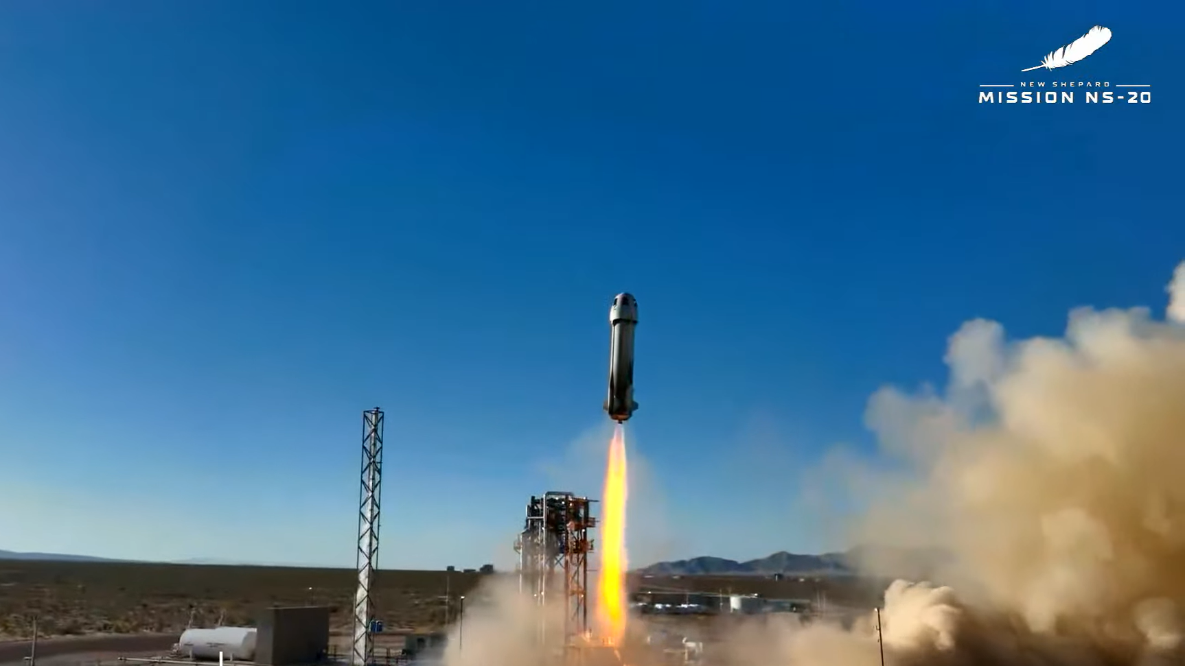 Décollage de la mission NS-20 de Blue Origin le 31 mars 2022.