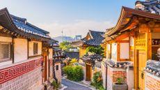 Sunrise of Bukchon Hanok Village in Seoul, South Korea