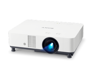 The white model of the new Sony 3LCD laser projector.