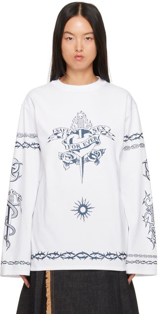 Jean Paul Gaultier - White 'safe Sex' Long Sleeve T-Shirt