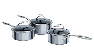 Circulon three piece stainless steel pan set
