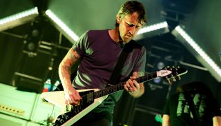 Chris Shiflett performs onstage with the Foo Fighters at the Fonda Theatre in Hollywood, California on February 16, 2022