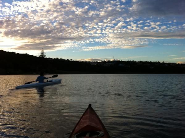 Evening Kayak in estuary, East London.