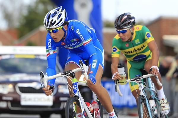 The day's breakaway: Gianluca Leonardi (Italy) and Carlos Alexandre Manarelli (Brazil)