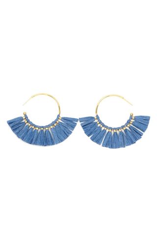 Raffia Fringe Hoop Earrings