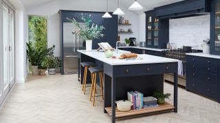 luxury vinyl tile parquet flooring in kitchen
