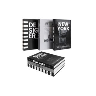 Three coffee table books based on cities in black and white covers