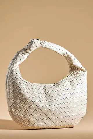 The Brigitte Woven Faux-Leather Shoulder Bag by Melie Bianco: Oversized Edition