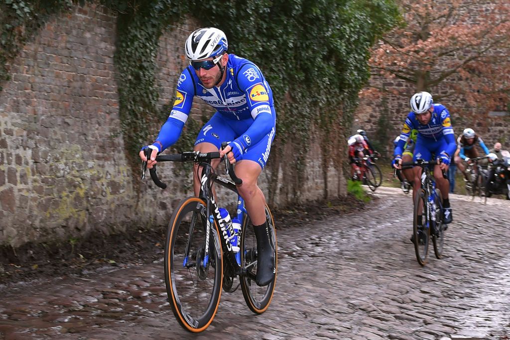 DOUR BELGIUM MARCH 05 Florian Senechal of France and Team Deceuninck QuickStep Cobblestones during the 51st Grand Prix Le Samyn 2019 a 2014km race from Quaregnon to Dour 826m GPSamyn on March 05 2019 in Dour Belgium Photo by Luc ClaessenGetty Images