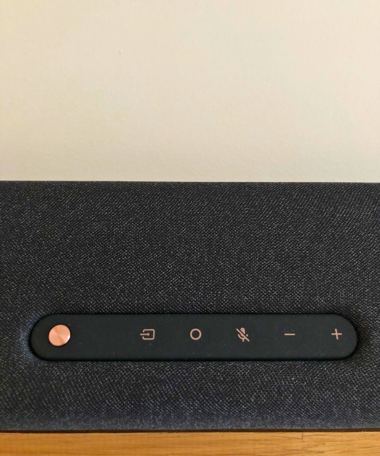 Closeup of Yamaha True X Bar 40A soundbar's button controls.