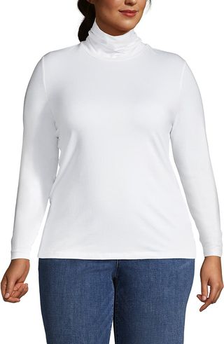 Plus Size Lightweight Jersey Skimming Long Sleeve Turtleneck