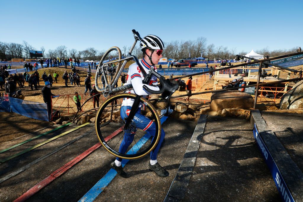 FAYETTEVILLE GEORGIA JANUARY 29 Cameron Mason of United Kingdom trains prior to the 73rd UCI CycloCross World Championships Fayetteville 2022 Mens U23 Fayetteville2022 on January 29 2022 in Fayetteville Georgia Photo by Chris GraythenGetty Images