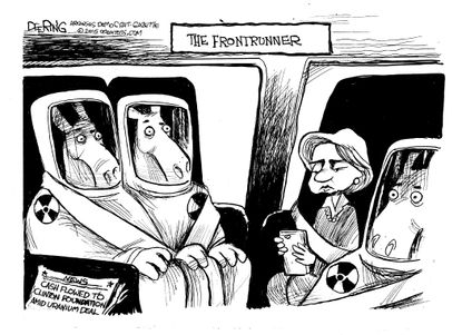 Political cartoon Hillary Clinton scandal 2016