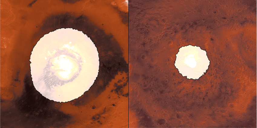 White circles expand and shrink on a red surface