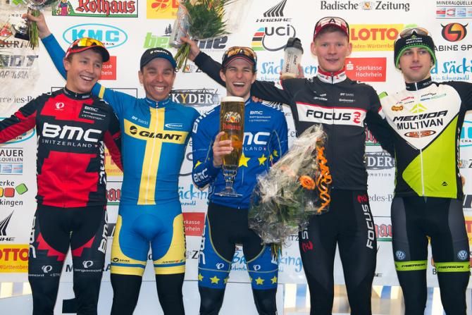 Elite men's podium: Mathias Stirnemann, Emil Lindgren, Moritz Milatz, Marcus Schulte-Luenzum, Ondrej Cink