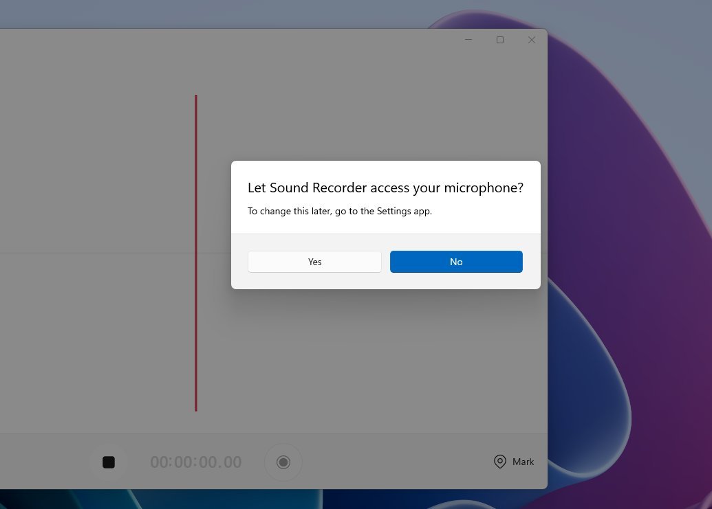 App permission dimmed modal dialog
