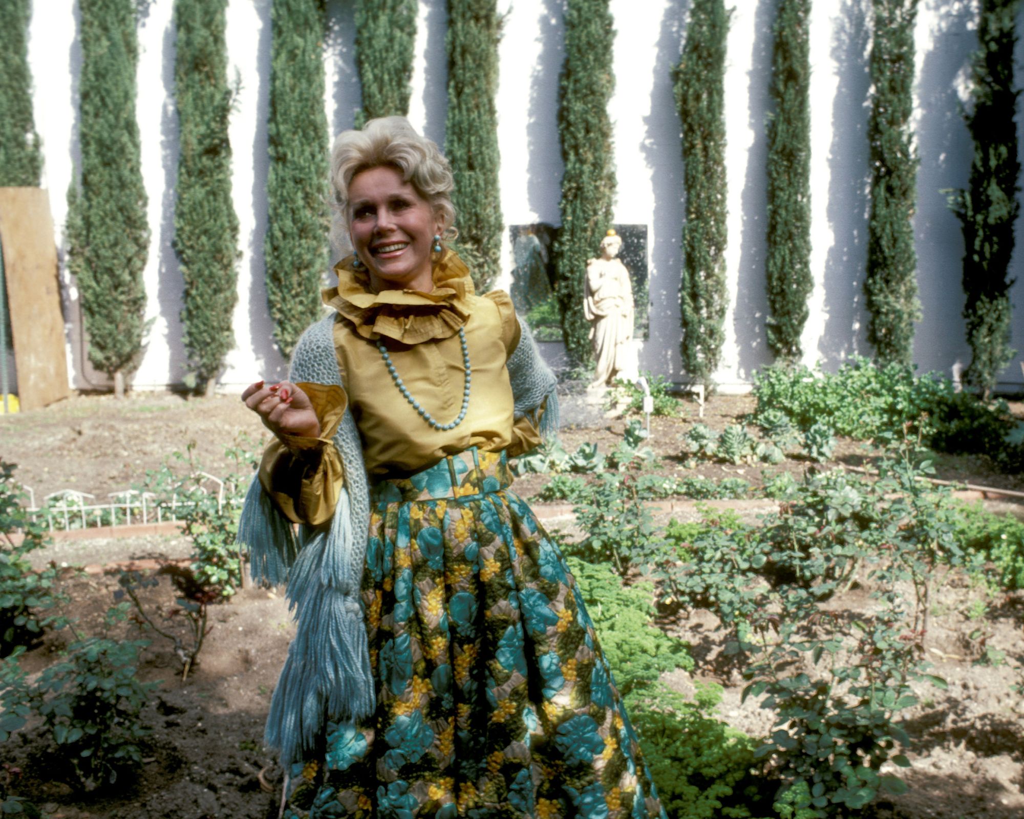 eva gabor in her garden 1981