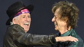 Mick Jagger and Keith Richards of The Rolling Stones perform at American Express present BST Hyde Park at Hyde Park on July 03, 2022 in London, England