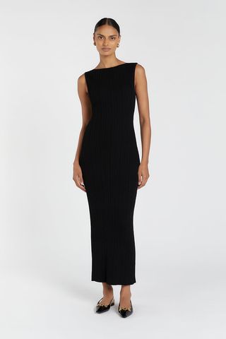 Sienna Black Knit Midi Dress