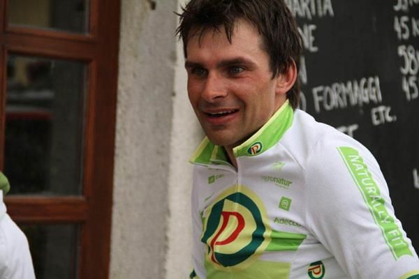 Slovenian rider Robert Vrecer (Perutnina Ptuj) after his stage win.
