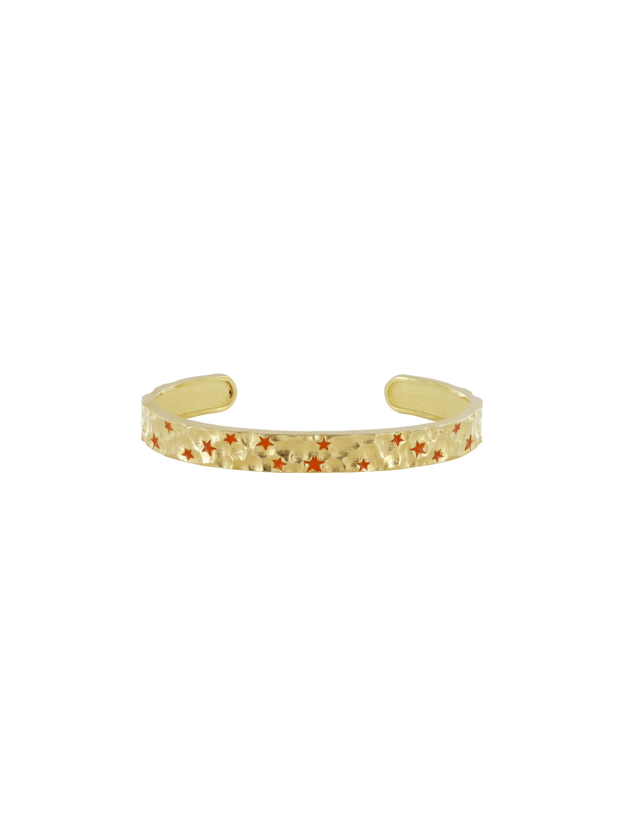 Gold Orange Sacred Constellation Cuff | Star Enamel Motif Bangle