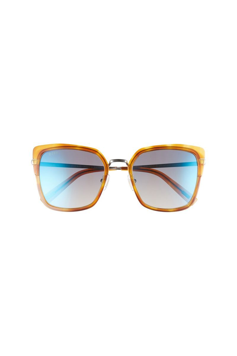 Eyewear, Sunglasses, Glasses, Personal protective equipment, Blue, Aqua, Yellow, Turquoise, Brown, Transparent material,