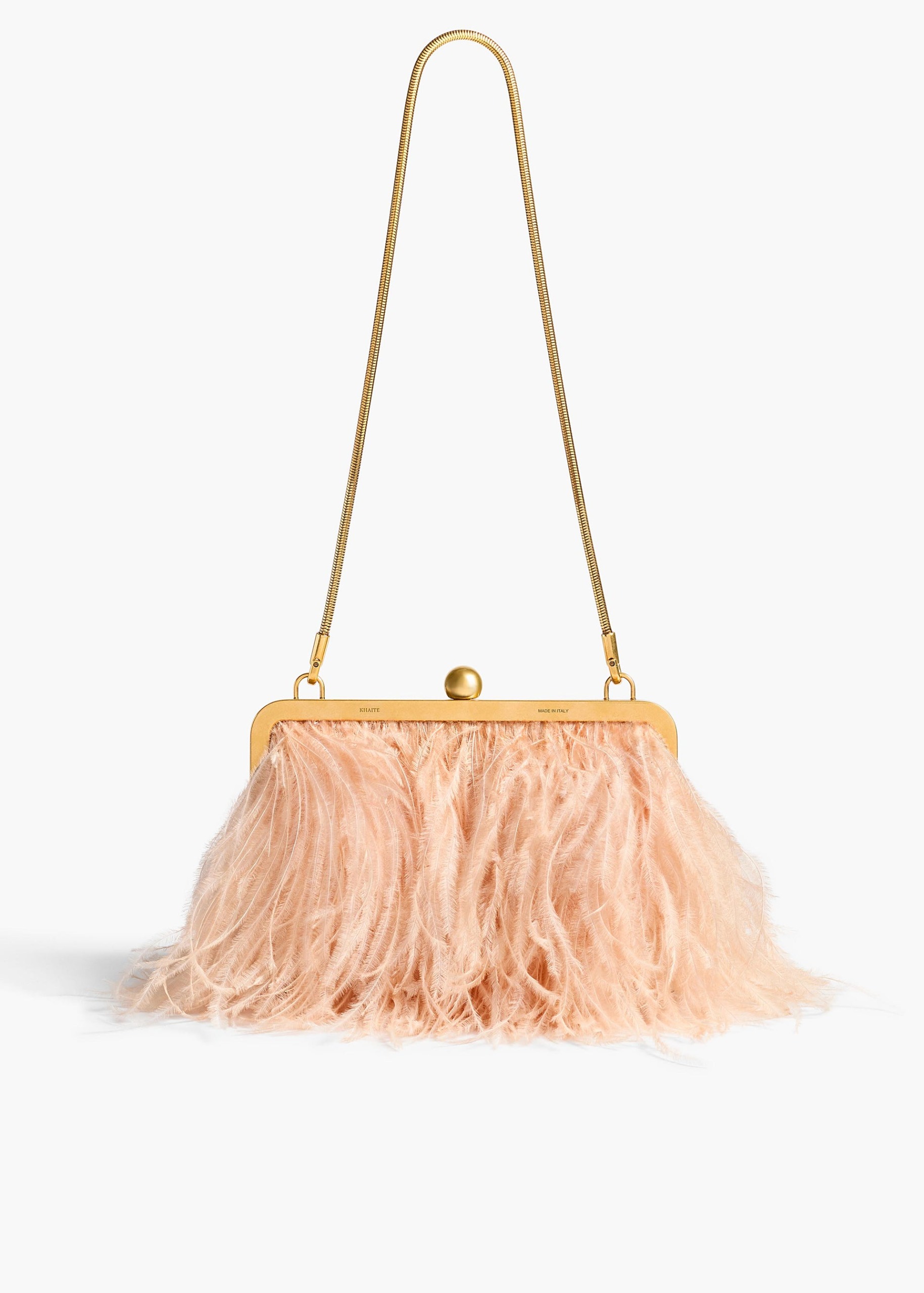 Lilith Chain Evening Bag in Desert Sand - O/s / Desert Sand / 72%vi,28%se/100%ostrichfeathers