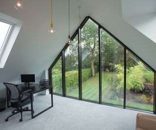 glazed gable end in loft conversion office