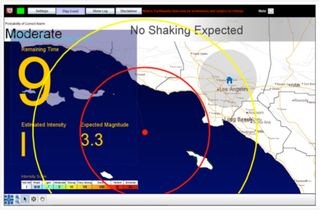 A prototype user interface for a California earthquake early warning system.