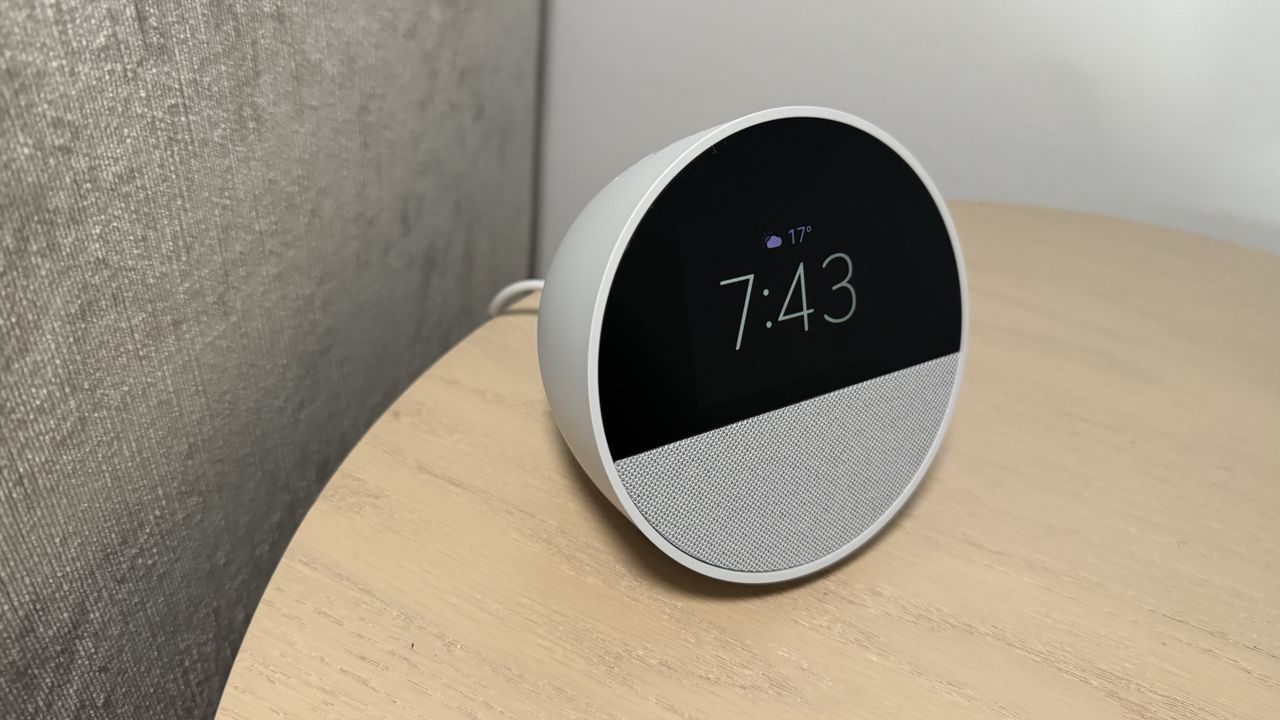 Amazon Echo Spot on a tabletop