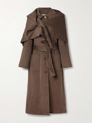 Viv Scarf-Detailed Belted Wool Coat