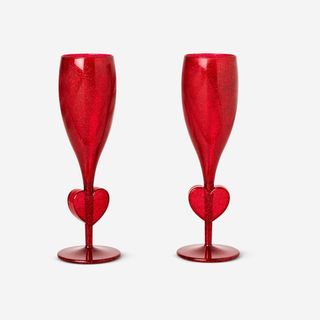 Red Champagne Flutes - 2 Pcs