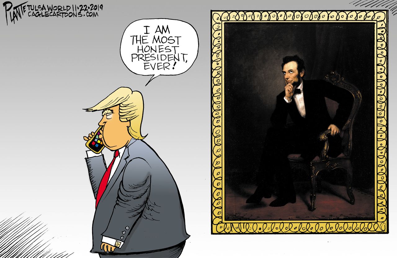 Political Cartoon U.S. Trump Most Honest President Ever Abe Lincoln